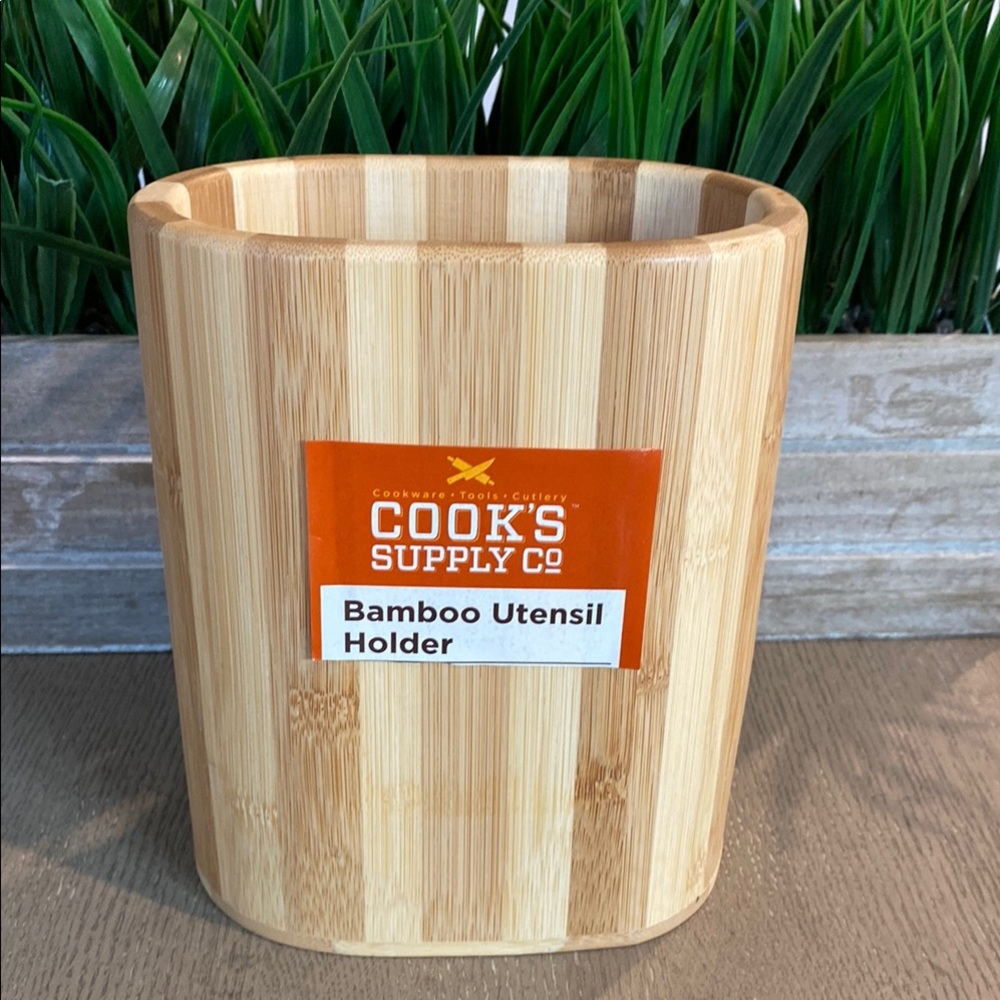 Bamboo Utensil Holder - Natural Brown